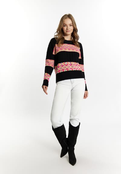 IZIA Jumper Dames Zwart Veelkleurig