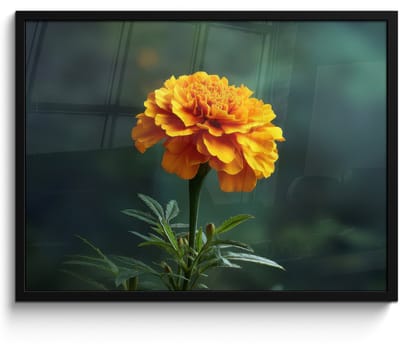 Poster in lijst - Fotolijst 70x50 cm - Posters - Bloemblaadjes - Afrikaan - Oranje - Wazig - Posterlijst zwart - Decoratie - Wanddecoratie woonkamer - Muurdecoratie slaapkamer