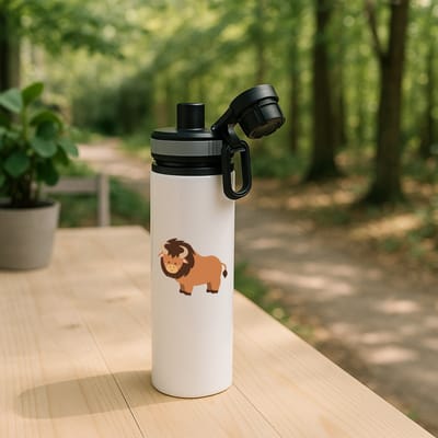 Hacebo® - Stieren waterfles met draaidop grijs - Stier - Dieren liefhebbers - Bizon - koeien - water fles - 850ML