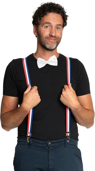Carnaval verkleedset bretels en strik Holland - rood/wit/blauw - volwassenen/unisex - feestkleding