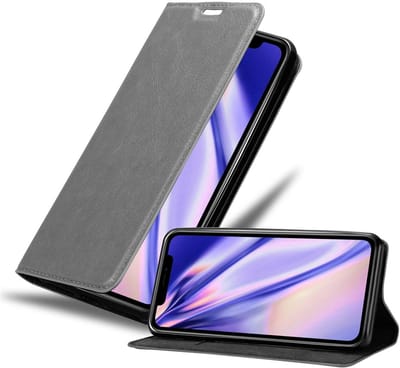 Cadorabo Hoesje geschikt voor Apple iPhone XR in TITANIUM GRIJS - Beschermhoes met magnetische sluiting, standfunctie en kaartvakje Book Case Cover Etui