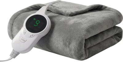 Webzon - Elektrische Deken – Warmtedeken - XL Formaat - 130×180 cm – Dubbelzijdig Flanel & Sherpa – 9 Standen met Timer (2/4/8/12 uur) – Oververhittingsbeveiliging – 100W Energiezuinig – Donkergrijs