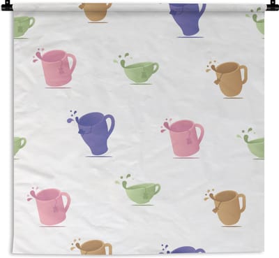 Wandkleed - Wanddoek - Patronen - Thee - Theekop - 90x90 cm - Wandtapijt