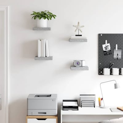 vidaXL - Wandschappen - 4 - st - zwevend - 23x23,5x3,8 - cm - MDF - betongrijs