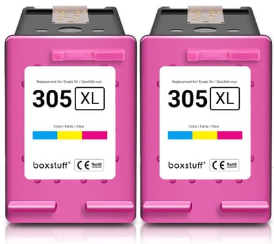 Boxstuff Inkt geschikt voor 305 XL - (3YM62AE) Compatibel met HP 305 / 305XL - Inkt Cartridge Kleur voor HP Deskjet 2700 / 2720 / 2710 / Plus 4120 / 4130 / 4110 / 4100 / Envy 6000 / 6010 / 6020 / 6030 / 6032 / Pro 6400 / 6420 - Multipack Kleur