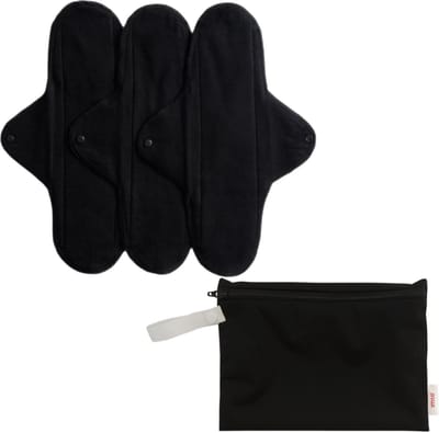 ImseVimse Wasbaar Maandverband Nacht met Wetbag 3 stuks - Zwart