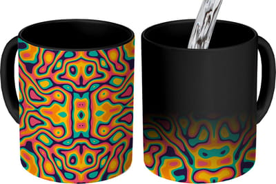 Magische Mok - Foto op Warmte Mokken - Koffiemok - Psychedelic - Patronen - Lavalamp - Magic Mok - Beker - 350 ML - Theemok