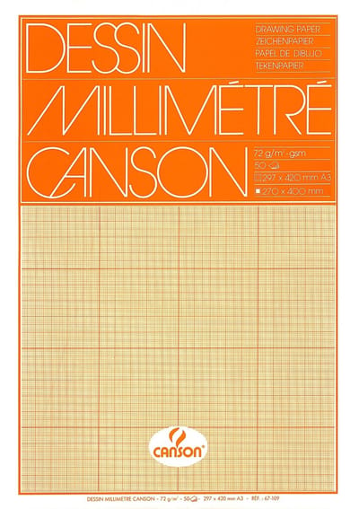 Millimeterpapier canson bruingeel bedrukt a3 wit | 10 stuks