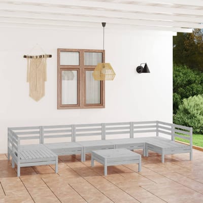 vidaXL - 8-delige - Loungeset - massief - grenenhout - wit