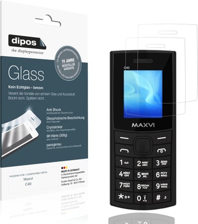 dipos – 2x Pantserfolie geschikt voor Maxvi C40 | 9H Screenprotector