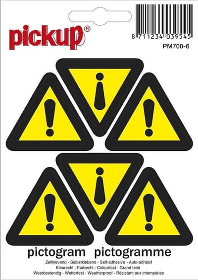 Mini picto's 4,5 cm 6 per vel - Gevaar