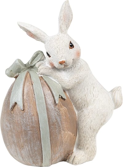 Clayre & Eef Beeld Konijn 8x5x11 cm Beige Grijs Polyresin