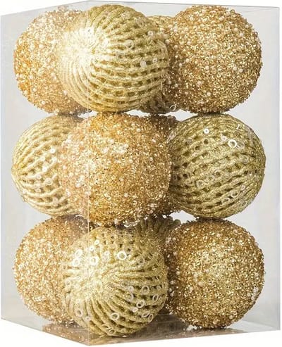 Livano Kerstballen - Kerstversiering - Plastic - Kerstballenset - Goud - 12 stuks