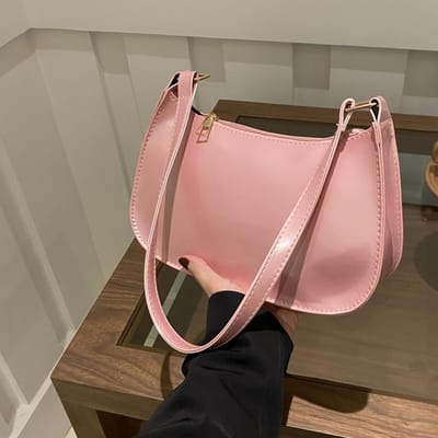 Stijlvolle Effen Kleur Schoudertas, Mini Dames Onderarmtas, Veilige Portemonnee met Rits, Multifunctionele Telefoonhoes, Lichtgewicht Verstelbare Schouderband beige