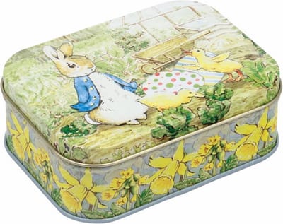 Blik Peter Rabbit met ei 10.5x7.8x6.4cm