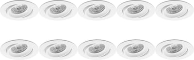 Spot Armatuur 10 Pack - Proma Delton Pro - GU10 Inbouwspot - Rond - Wit - Aluminium - Kantelbaar - Ø82mm