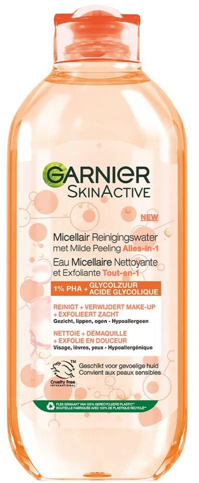 Garnier SkinActive Micellair Reinigingswater met Milde Peeling Alles-in-1 - 3 x 400 ml - Voordeelverpakking
