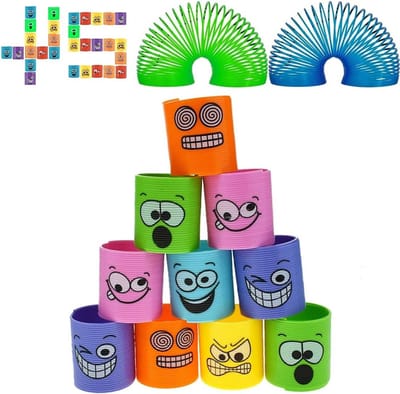 Kerstfeest Speelgoed Set met 24 Stuks, Regenboog Spiralen en Veertjes, Leuke Verjaardagscadeaus voor Kinderen, Creatief Speelgoed en Puzzels
