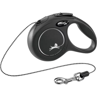 Flexi New Classic Koord - Hondenriem - Zwart - XS - 3 m - <8 kg