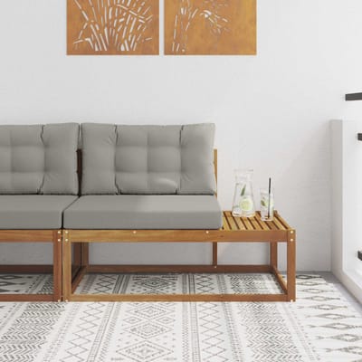 vidaXL - Buitenhoekbank - met - kussen - Naturel - 115 - x - 83 - x - 73 - cm