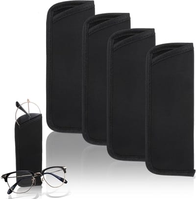 Zachte brillenhoes voor 4 paar - Zwarte opslag, handige brillenpouch en reistas voor heren en dames