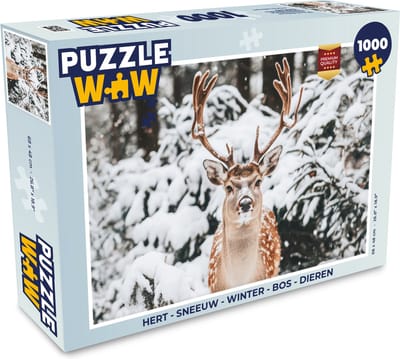 Puzzel Hert - Sneeuw - Winter - Bos - Dieren - Legpuzzel - Puzzel 1000 stukjes volwassenen