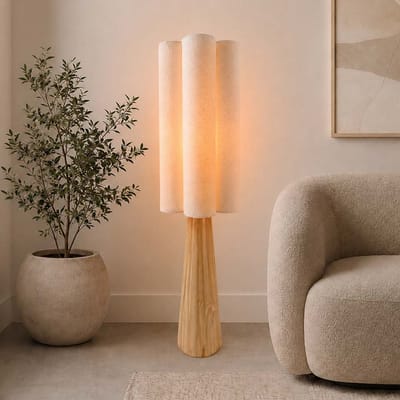 Milton & Oldbrook Vloerlamp Bacau Wit Bouclé