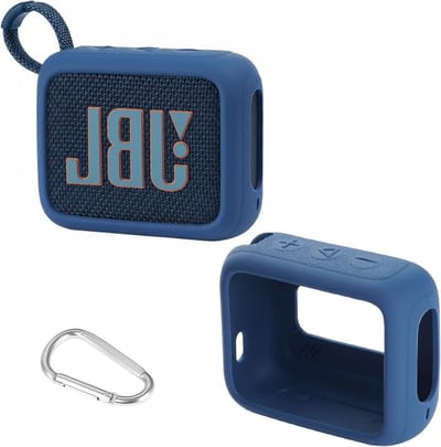 Siliconen Beschermhoes voor Draagbare Bluetooth Speaker - Geschikt voor JBL GO 4 - Blauw, Schokbestendig en Waterdicht