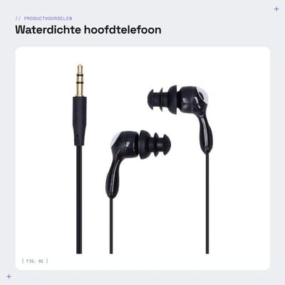 Waterdichte hoofdtelefoon - Sporthoofdtelefoon - Ergonomisch design - Zwart - Zwemmen, surfen, hardlopen - IP68 - Perfect voor actieve li...