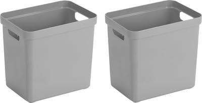 Sunware Opbergbox Sigma - 2x - kunststof - lichtgrijs - 25 liter - Opbergbakken/opbergers - 35 x 25 x 36 cm