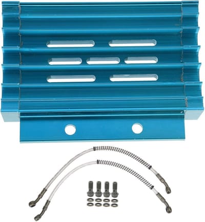 Motorfiets Radiator - Olie Koelsysteem - Motor Koelen - Snelle Warmteafvoer - 43cm Olieleiding - Blauw