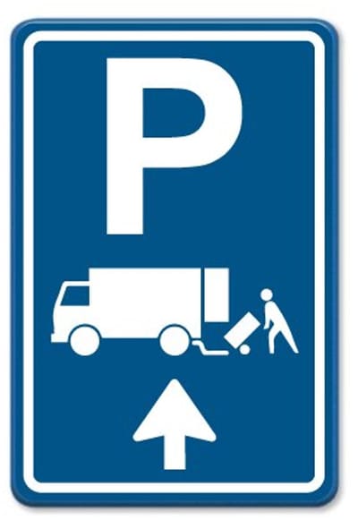 Parkeerbord Laden en Lossen Pijl rechtdoor - blauw - Weerbestendig Aluminium - 30x45 cm - Bevestiging: Zonder bevestiging (alleen het bord)
