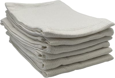 Kade 171 theedoeken 6 stuks 45 x 65 cm - gewafelde keukendoeken katoen wit
