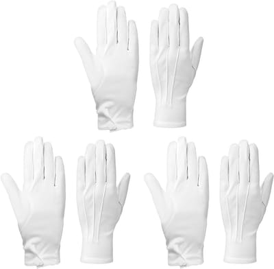 Nylon katoenen handschoenen in wit - 2 paar, voor droge handen en sieradeninspectie