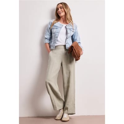 High Waist linnen broek met Wide Legs