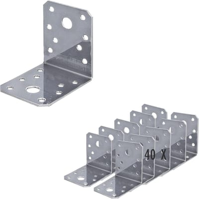Hoekbeugels van roestvrij staal | 70 x 70 x 55 mm | 40 stuks | Corrosiebestendige houtverbinders | Gelijkbenig | Voor lichtgewicht houtconstructies
