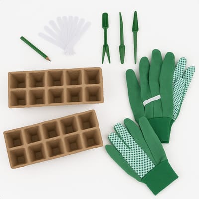 Lomera Kweekset 68-Delig - Complete Kweekset - Zaaien En Stekken - Kweekpotten - Plantenlabels - Tuinzaaiers - Handschoenen Voor Tuinieren - Kweekbakken - Deksel Voor Kweekbak - Tuinpotlood - Startset Voor Zaaien - Zaaien In Bakken