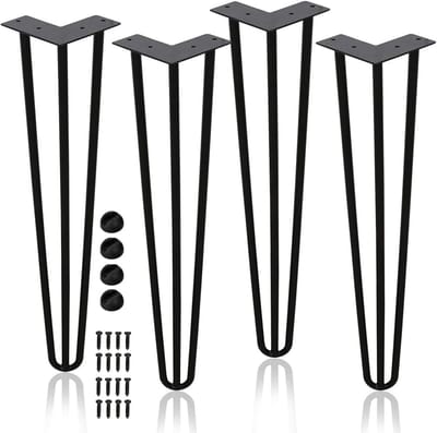 Set van 4 Zwarte Haarspeld Tafelpoten Metaal 30 cm voor Bureau en Salontafel