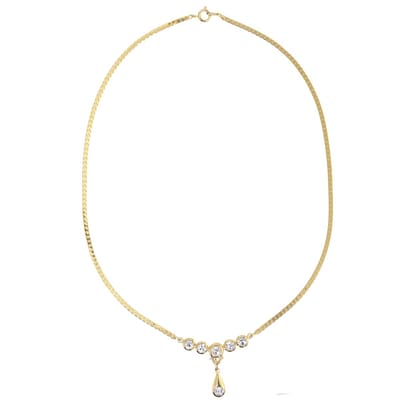 Behave – Ketting – Goudkleur – 45cm – Met druppelhanger en kristalsteentjes