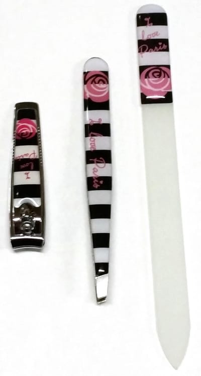 I love Paris 3-delige Manicure-Epileerset (Nagelknipper-Pincet schuin-Manicureglasvijl)