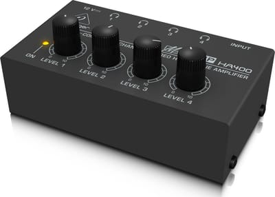 VIKEFON - HA400 Mini Hoofdtelefoonversterker – 4-Kanaals Stereo Audio Amplifier – Ultra-Compact – Individieke Volumeregeling – Inclusief Voedingsadapter