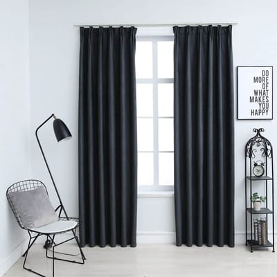 vidaXL - Gordijnen - verduisterend - met - haken - 2 - st - 140x225 - cm - antraciet