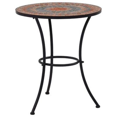 vidaXL - Bistrotafel - mozaïek - 60 - cm - keramiek - oranje - en - grijs
