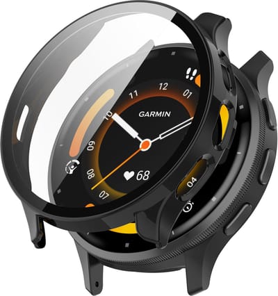 Strap-it beschermhoesje met glasplaat geschikt voor Garmin Venu 3S (zwart) – stevige case met geïntegreerde screen protector – schokbestendige bescherming voor je smartwatch
