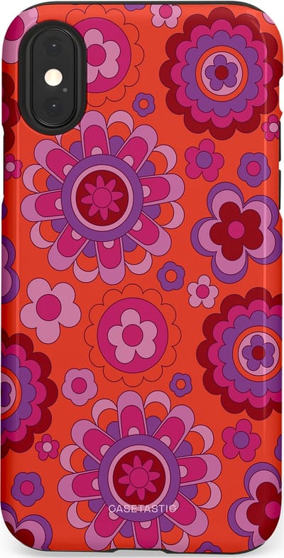 Casetastic Hoesje Geschikt voor Apple iPhone X/Xs - Stijlvolle Beschermende Duo-layer Case - Retro warmte