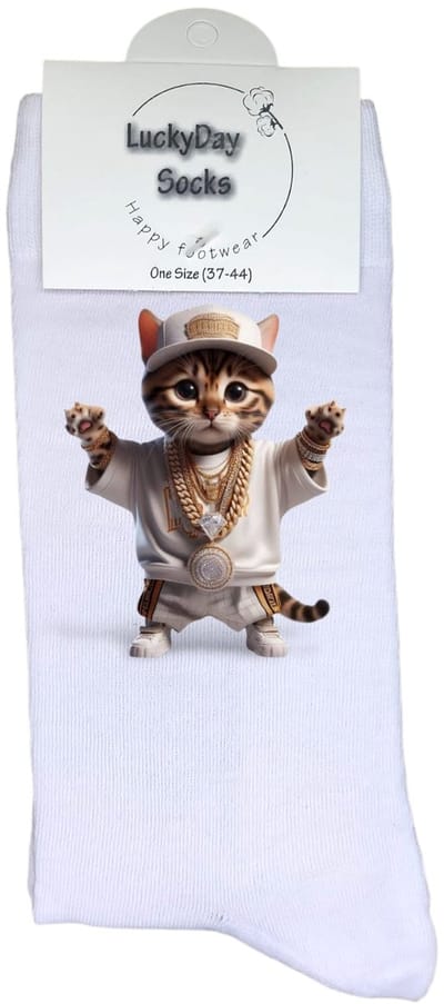 Luckyday Socks - Unisex sokken - Hiphop - Kat - cadeau sokken - Maat 37-44