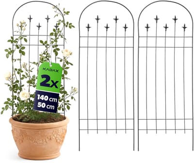 KADAX metalen trellis 50 x 140 cm, 2 stuk, klimhulp voor planten, trellis van gepoedercoat staal, plantensteun voor klimrozen clematis