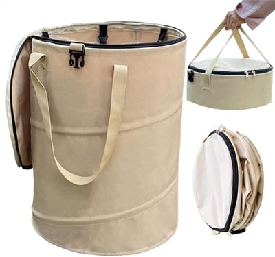 Prullenbakken - Prullenbak - Opvouwbare Camping Prullenbak - Prullenbakje Auto - Waterdicht - Ook voor opruimen in huis - Voor Tuin, Picknick & Camping - 55x45cm - beige