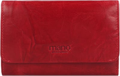 mano Leren Portemonnee Donna Aurona Wallet with Zip Red Rood