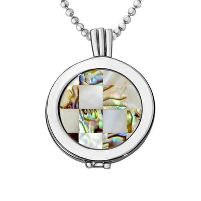 Quiges - Munthouder met Ketting en Munt 25mm Schelp Blokjes Multi - Zilverkleurig - EPRHZ035